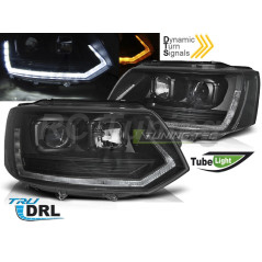 Black Tube Light Front Headlights for VW T5 10-15