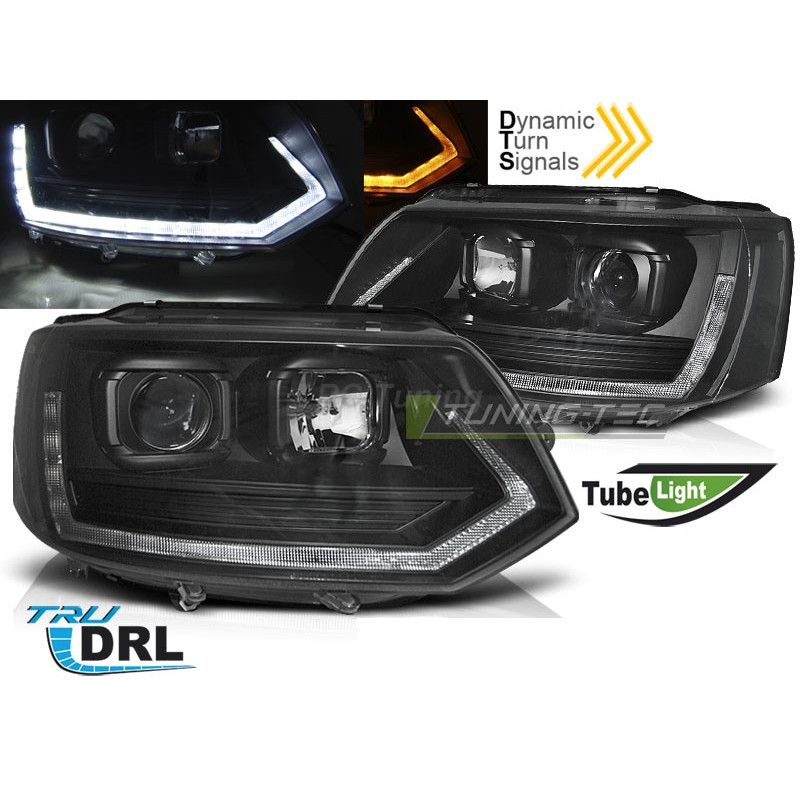 Frontscheinwerfer Tube Light schwarz für VW T5 10-15 LPVWT2