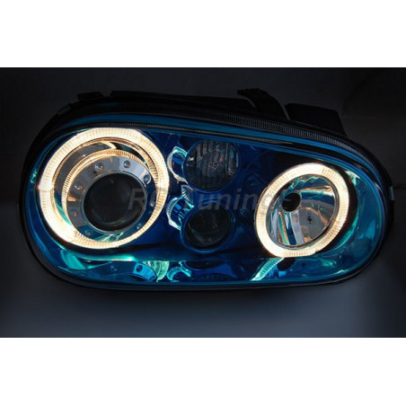 Blue Angel Eyes Headlights For VW Golf 4 97-03