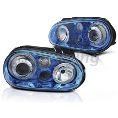 Phares Avant Angel Eyes Bleu Pour VW Golf 4 97-03 LPVW51