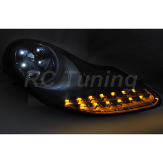 Mattschwarze Frontscheinwerfer mit LED-Blinkern für Porsche 911 996 Boxster 986 LPPO11