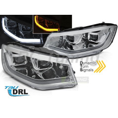 Phares Avant tube light DRL SEQ chrome pour Volkswagen Caddy 20-