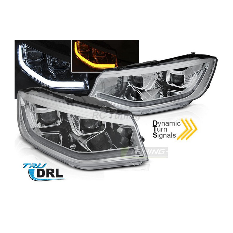 Frontscheinwerfer Tube Light DRL SEQ Chrom für Volkswagen Caddy 20- LPVWV0