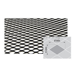 Black anodized aluminum grid 100 x 30 cm, mesh 9 x 5 mm