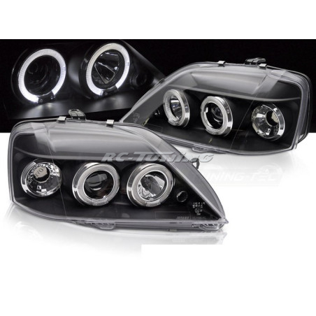 Angel Eyes headlights black background for Dacia Logan 04-08