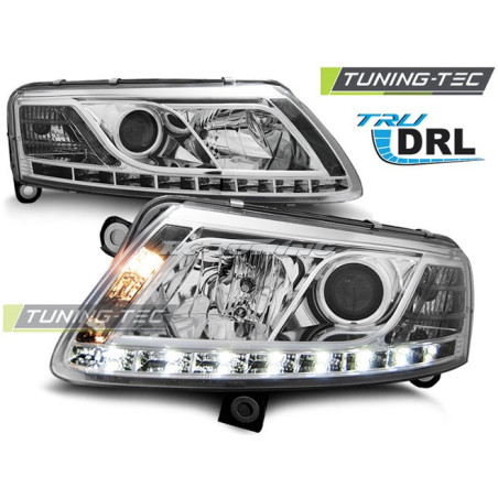 Front Headlights DRL Audi A6 C6 04.04-08 Chrome