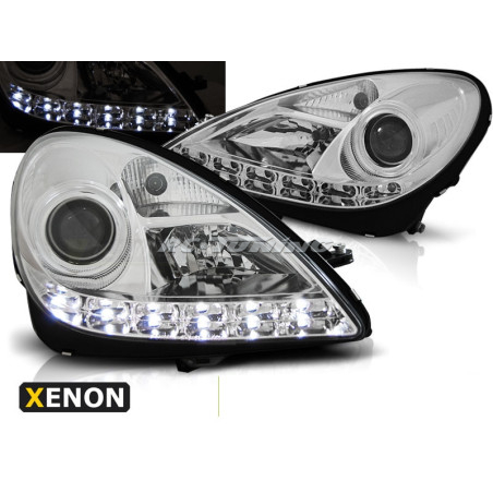 Front Xenon Daylight headlights chrome background for Mercedes R171 SLK 04-11