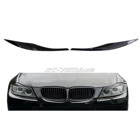 Gloss Black Headlight Eyelids for BMW 3 Series E90 E91 05-12