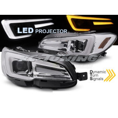 LED DRL Headlights Chrome Background For Subaru WRX 14-22