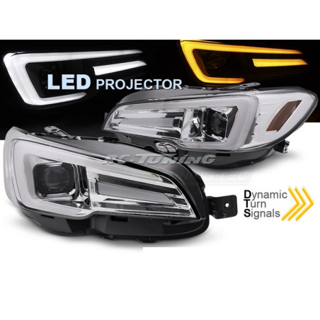 LED DRL Headlights Chrome Background For Subaru WRX 14-22