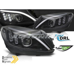 Front Headlights Tube Light LED Black Background For Mercedes W205 14-18