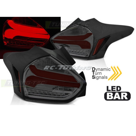 SEQ Smoked/Red LED Tail Lights for Ford Focus 3 15-18