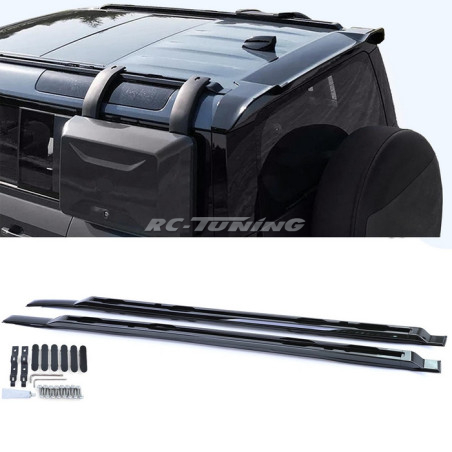 Barres de toit en aluminium noir brillant pour Land Rover Defender L663 90