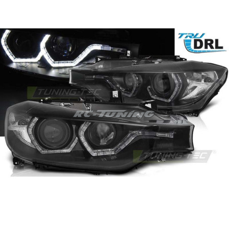 Black Angel Eyes LED DRL Front Headlights for BMW F30/F31 11-15