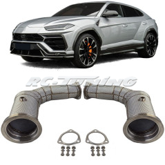 Stainless steel downpipe with sports catalyst + heat protection for Lamborghini URUS