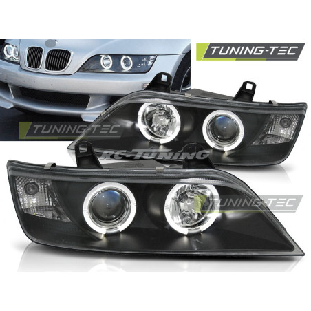 Angel Eyes front headlights black background for BMW Z3 01.96-02
