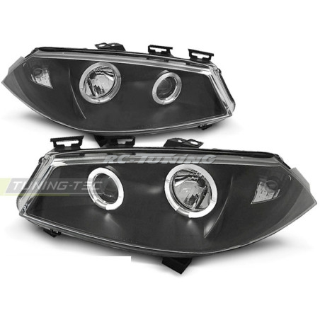 Black Angel Eyes Front Headlights for Renault Megane 2 11.02-12.05