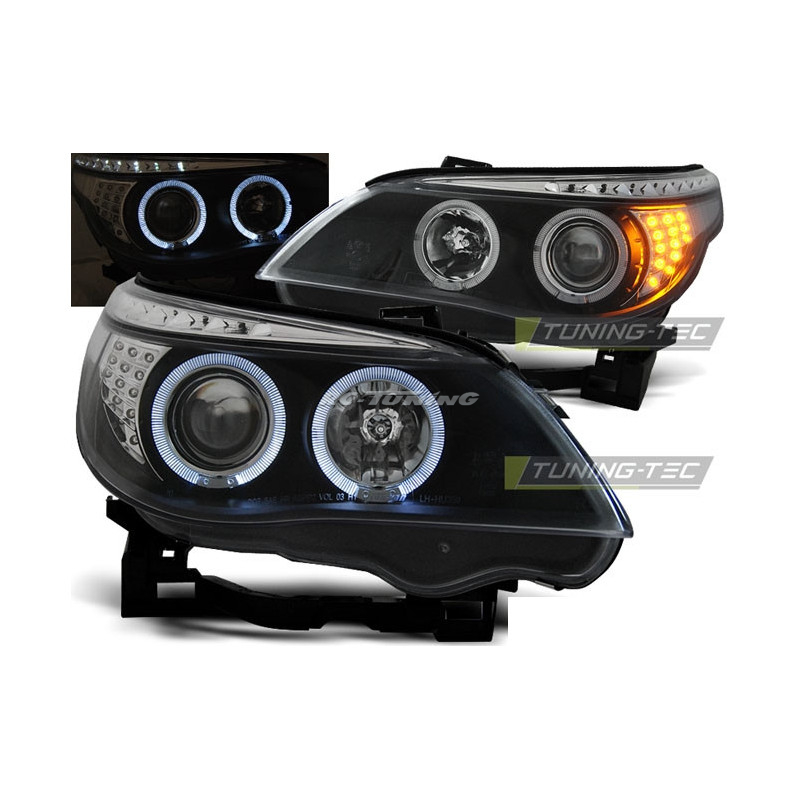 Angel Eyes Frontscheinwerfer BMW Serie 5 E60/E61 03-07 Schwarz H1/H1 LPBM94