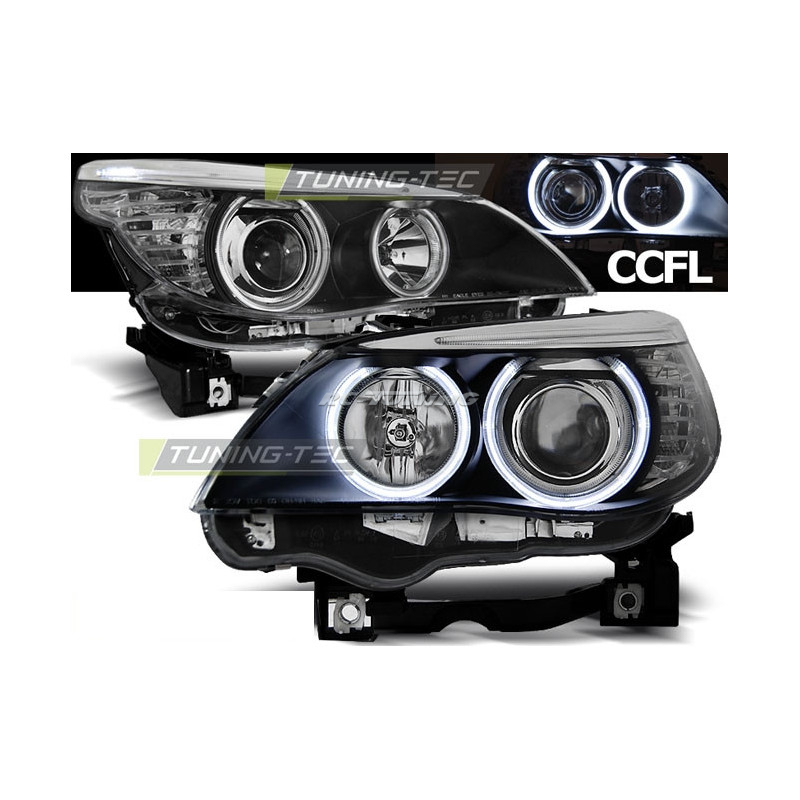 Angel Eyes CCFL Frontscheinwerfer BMW Serie 5 E60/E61 03-07 Schwarz H1/H7 LPBM64