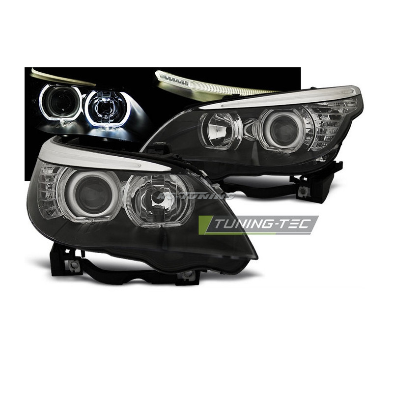 Angel Eyes Frontscheinwerfer BMW E60/E61 05-07 Schwarz H7/H7 LPBME3