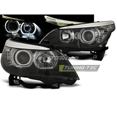 BMW E60/E61 05-07 Black H7/H7 Angel Eyes Front Headlights