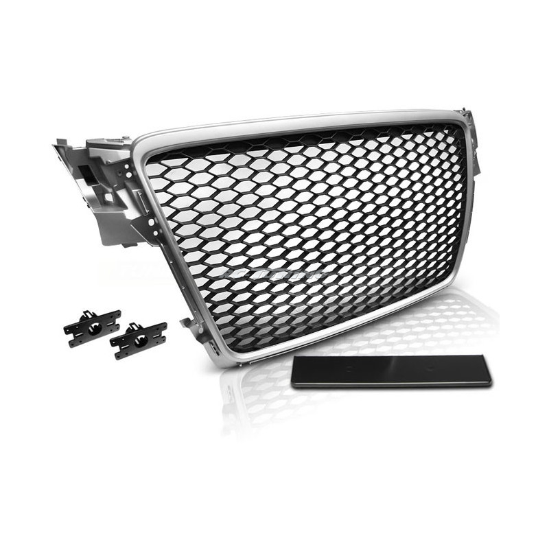 Silberner Kühlergrill Audi A4 B8 RS-Style 08-11 GRAU03