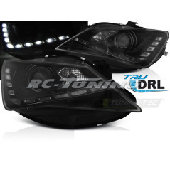 Black DRL Front Headlights for Seat Ibiza 6J 12-15