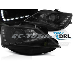 Black DRL front headlights for Seat Ibiza 6J 12-15