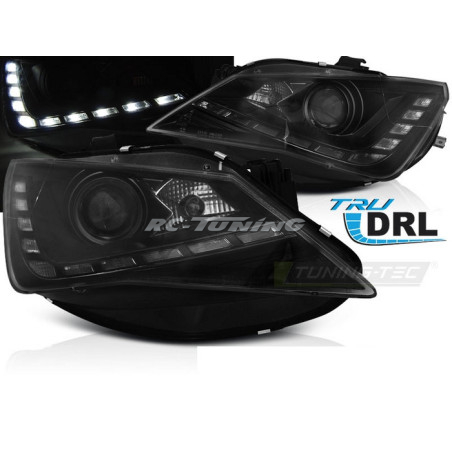 Black DRL Front Headlights for Seat Ibiza 6J 12-15