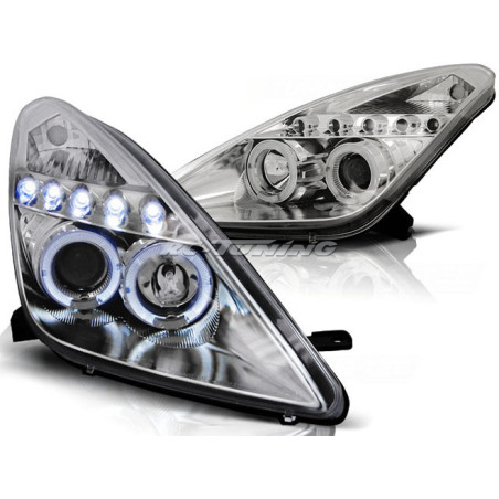 Angel Eyes Front Headlights Toyota Celica T230 99-05 Chrome