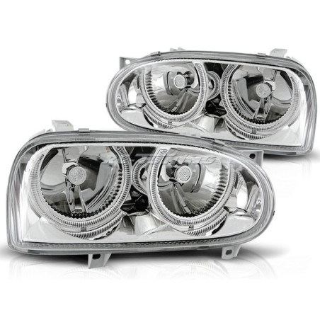 Angel Eyes Front Headlights Volkswagen Golf 3 09.91-08.97 Chrome