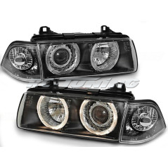 Angel Eyes Front Headlights BMW Serie 3 E36 Cpé/Cab 12.90-08.99 Black