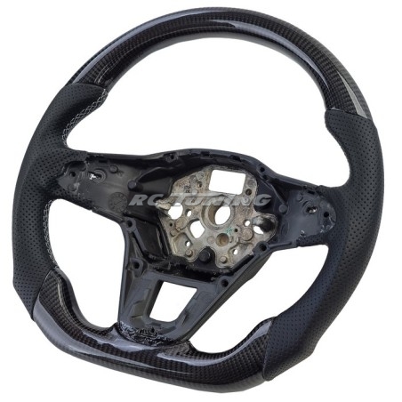 Genuine carbon and perforated leather sports steering wheel for VW T6.1 with paddles