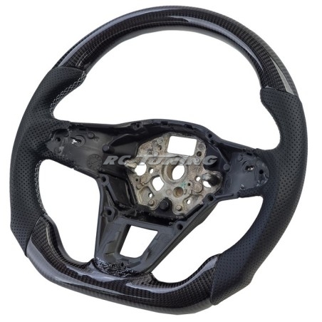 Sports steering wheel in real carbon and perforated leather for VW T6.1 with shift paddles