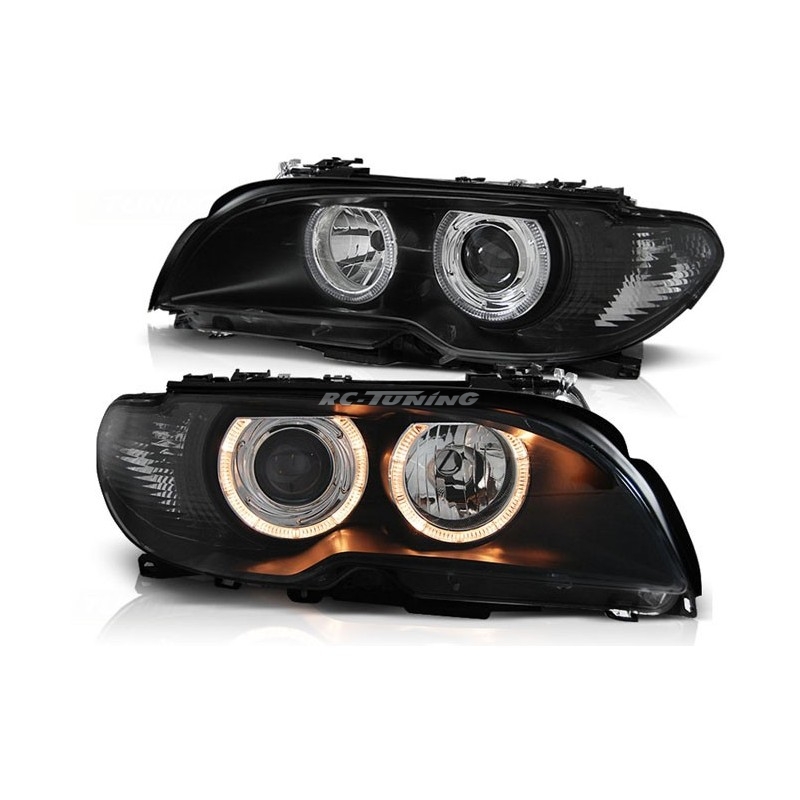 Angel Eyes Frontscheinwerfer BMW Serie 3 E46 Cpé/Cab 04.03-06 Schwarz LPBM84