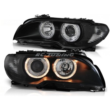 Angel Eyes Front Headlights BMW Serie 3 E46 Cpé/Cab 04.03-06 Black