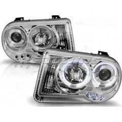 Angel Eyes Front Headlights Chrysler 300C 99-04 Chrome