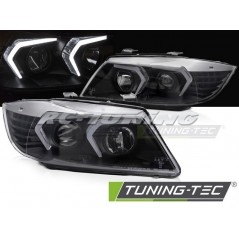 LED Front Headlights, Black for BMW E90/E91 05-08