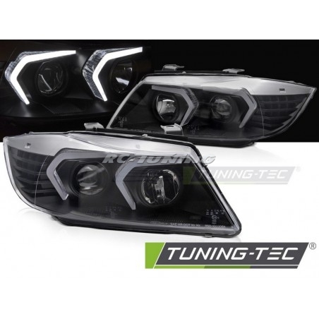 LED Front Headlights, Black for BMW E90/E91 05-08