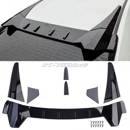 Aileron de toit noir brillant avec antenne factice pour Honda Civic FK 16-20