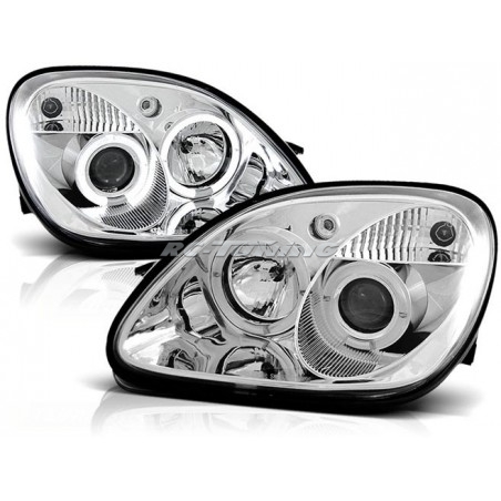 Angel Eyes Front Headlights Mercedes R170 SLK 04.96-04 chrome