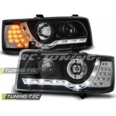 Daylight Front Headlights Volkswagen T4 Transporter 90-03.03 Black