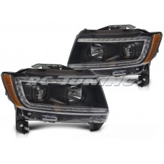 Front Headlights Tube Light Black Background For Chrysler Grand Cherokee 11-13