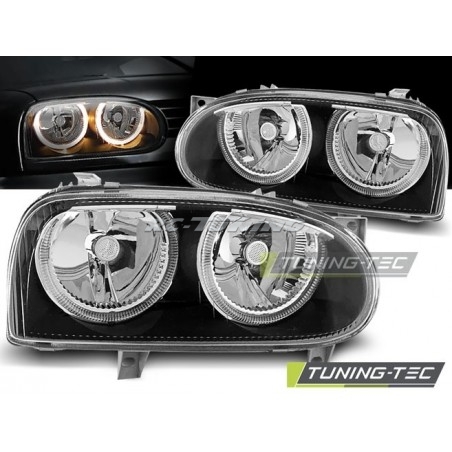 Angel Eyes Frontscheinwerfer Volkswagen Golf 3 09.91-08.97 Schwarz