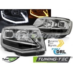 Tube Light chrome headlights DRL SEQ for VW T6 15-19