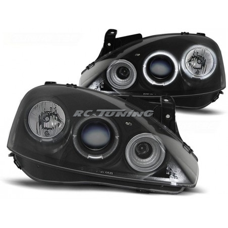 Angel Eyes Front Headlights Opel Corsa C 11.00 - 09.06 Black